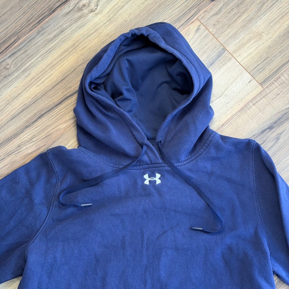 Under Armour Mens ColdGear Rival Fleece Hoodie Navy Blue Loose Fit 1300261 LG